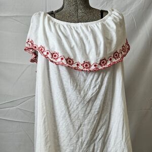 Lane Bryant White Dress with Red Embroidery